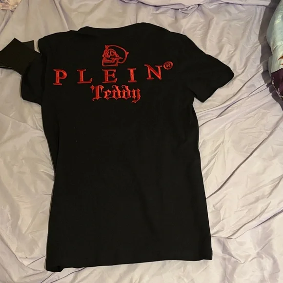 Philipp Plein Black T-Shirt with Orange Accent